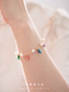 Stable Emotion Freshwater Pearl Beaded Bracelet Women Cute Fashion Jewelry Personality Miniature Exquisite Spring Hope Blooming Flowers
