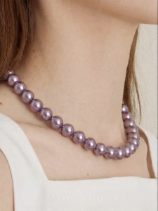 YISHU | Purple Pearl Necklace Woolen Chain