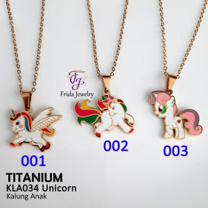 Kalung Anak Titanium Nuri Liontin Unicorn Kuda Poni Awet anti Karat Perhiasan Fashion Import Premium kla034