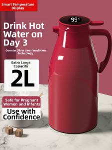 HUALUOLAN | Smart Temperature Display Red Large Capacity Vacuum Flask