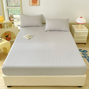 Grey Fitted Sheet Queen Size Solid Color Soft Bed Sheet Single King Jacquard Breathable Mattress Cover