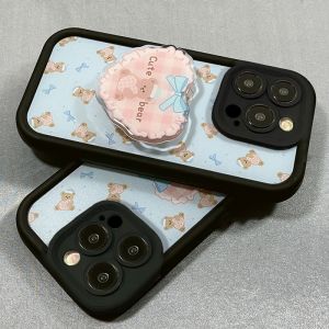 Adorable Bear Heart Silicone Case for 15Promax 13/14Pro/12Mini New Model 11 Womens IPX Cartoon XSMax XR Soft 6/7/8Plus SE/3