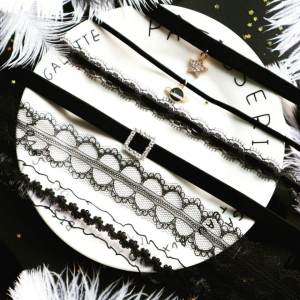 Elegant Black Lace Necklace Womens Fashion Choker Chain Bracelet Alloy Butterfly Knot Pendant Single Layer Jewelry Accessory