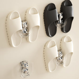 Cute Bear Slipper Holder Punch-Free Shoe Rack Wall Bathroom Toilet Shoe Slipper Drying Storage Rack Organizer Hanger Shelf Hook