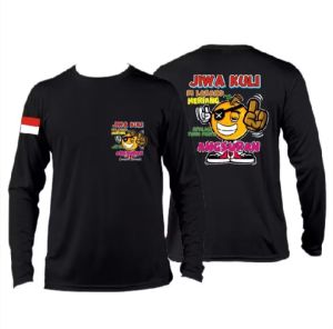 Kaos lengan panjang-Jiwa Kuli-Dtf merah-Desain kartun jeruk lucu&unik-Cocok bauat yang punya Angsuran