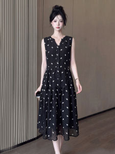 ANFEIQI | Black V-Neck Slimming Floral Maxi Dress