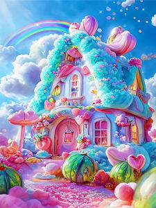 Huacan 5D DIY Diamond Painting House Rainbow Diamond Mosaic Landscape Flower New Collection 2025 Decorative Paintings