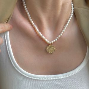 Viviann Original Comet Pendant Pearl Circle Necklace French Necklace Collar Chain Coin Pendant Necklace New Fashion Pearl Chain Necklace Women Collar Wedding Bead Choker Necklaces Jewelry White Pearl Beads Round Pearls For Jewelry