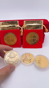 2025 Tahun Ular Koin Zhao Cai Dewa Rejeki Koin Keberuntungan Feng Shui Koin Emas