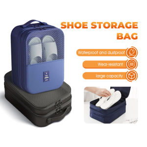 Portable Travel Shoe Bag Large Capacity Visible Breathable Mesh Shoe Bag Waterproof Double-Layered Independently Divided Hangable For Luggage Handle 便携式旅行鞋包