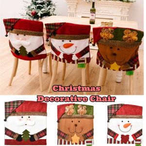Christmas Chair Back Cover Claus Snowman Dinner Chair Cover Christmas Home Decoration