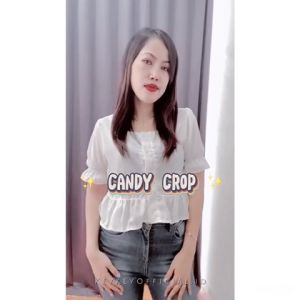 Key - 0091 CANDY Crop Button Peplum Wolfis Premium / Atasan Blouse Wanita Crop Peplum Wolfis Premium