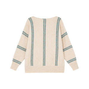 Color Blocked Stripe Sweater Knit Loose Fit