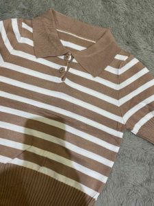 RYU Crop Knit Stripe Salur Rajut Korean Style