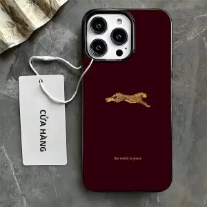 Ốp Điện Thoại Silicon Họa Tiết Da Báo Màu Đỏ Đô Cho iPhone 11/12/13/14/15/16/17 Pro Max/13 Mini/17 Air/16 Plus - Chống Sốc Chống Bụi Bảo Vệ Toàn Diện