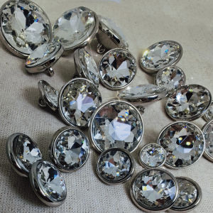Shiny Glass Crystal Large Diamond Button Gem Flower round Mushroom Button for Sweater Coat Shirt Small Buttons Sewing DIY