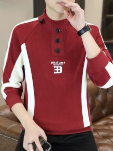 HENGYUANXIANG | Mens Winter Thickened Fleece Lined Half High Collar Sweatshirt Fashionable Urban Style Long Sleeve T-Shirt Warm Double-Faced Velvet Base Shirt