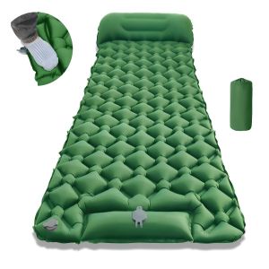 Outdoor Camping Sleeping Pad Folding Sleep Mat Beach Inflat Mattress with Pillows Ultralight Air Mat Travel Hiking Air Mattress