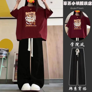 Summer New Fashion Pure Cotton Short Sleeve T-Shirt Casual Pants Womens Street Style Two-Piece Set Comfortable Breathable