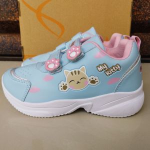 Sepatu Ando Miaw Velcro Perekat Biru Langit Merah Muda Sky Blue Pink
