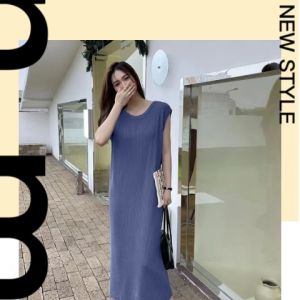 LHSunday เดรสยาวแฟชั่นดีเทลดี สีพื้นสีคริปโต 4 สี ชุด เลือกได้ และไม่มีหน้าหลังเซ็กซี่เบาๆ เดรส ราคาที่ยั่งยาก