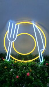 ป้ายไฟ จาน ช้อน มีด พื้นใส ป้ายไฟหน้าร้าน ป้ายไฟ Led ป้ายไฟนีออน ประหยัดไฟ ใช้ปลั๊กไฟ บ้าน เพิ่มเอกลักษณ์สีสัน สวยงาม