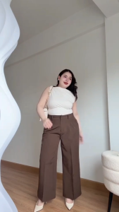 Billie Wide ขายาวกระบอกใหญ่ กางเกงขายาวสาวอวบ [S-9XL] Issa Appare กางเกงทำงาน กางเกงใส่ทำงาน กางเกงคนอ้วน