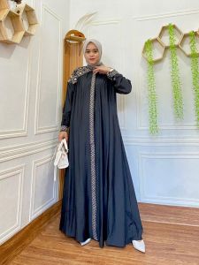 Dress Abiya bahan linen kombinasi bordir LD 110 PB 140