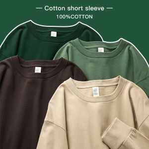 Heavyweight Pure Cotton Long Sleeve Basic Style T-Shirt Mens 250g Thick American Style Womens Top Non-Lightweight Base Shirt