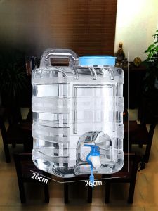 ถังน้ำบริสุทธิ์ทรงสี่เหลี่ยมโปร่งใสสำหรับใช้ในบ้านพร้อมที่จับสำหรับถือ ถังน้ำดื่มสำหรับทำชา กันแสง UV ป้องกันการสะสมของแบคทีเรีย