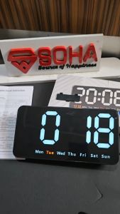JD-6638 SOHA Jam Meja Dinding Digital Warna Putih  Dengan Ukuran Layar Besar Memiliki Desain Elegan Dan Simpel