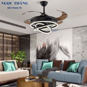 Quạt Trần Đèn Led 4 Cánh Xếp Trang Trí Sảnh Phòng Khách Cao Cấp VF53 Ngọc Thắng (Tặng kèm remote điều khiển từ xa)