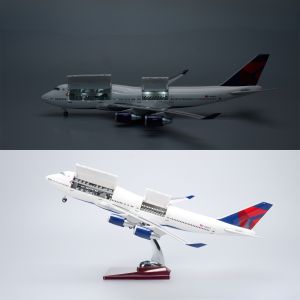 47cm Large Scale Delta Airways B747 Resin Diecast Airplane Model Kit with Stand Cabin Door Openable For Aviation Souvenir Gift