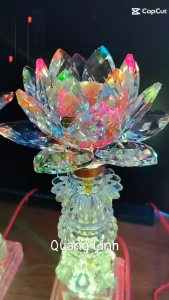 ĐÈN THỜ PHA LÊ HOA SEN THÍCH HỢP CHO BÀN PHẬT GIA TIÊN CỬU HUYỀN... ĐÈN ĐỔI MÀU (1 CẶP)