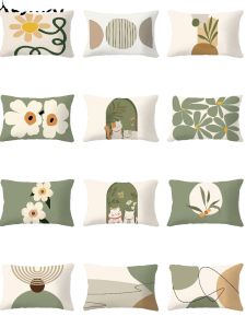 Nordic Style Green Rectangle Pillowcase 40*60 Sofa Cushion Cover Simple Plant Leaf Pattern Home Decorative Pillow Cover
