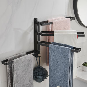 Toilet Kitchen Wall Mounted Towel Rag Clothes Cloth Rack Adjustable Pole Drying Hanger 180 Degree