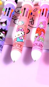 10 Color In 1 Cute Sanrio Cinnamoroll Kuromi Melody Ballpoint Pen 10 Multi-color Ballpoint Pen Set