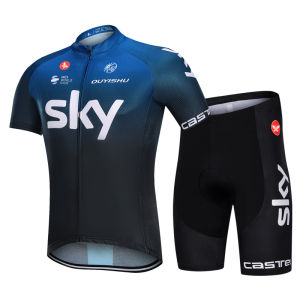 Sky Bicycle Clothing Short-Sleeved Cycling Outfit Suit Mens and Womens Spring and Summer Mountain Bike Tops Road Bike Cycling Pants Breathable
