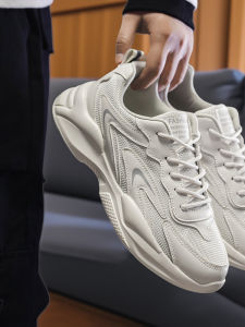 Mens Summer 2025 Trendy Versatile Breathable Casual Heightening Sports Dad Mesh Fashionable Shoes Low Top round Toe Glue Worn