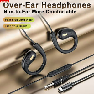 NEW Clip-on Type C&3.5mm Wired Control Headphone 9D Surround Sound Earbuds Sports Headsets ENC Earphones With HD Mic For Samsung