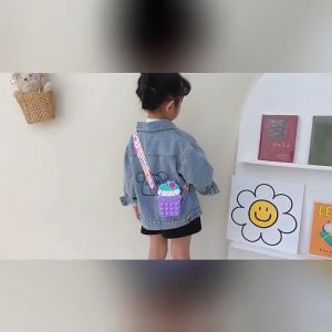 Cute Kids Sling Bag Ice cream Silicone Bags with zipper shoulder bag for children girl Coin Purse hildrens Skew Bag Waterproof Fashion Bags Casual Cute Sling Chest Bags for kids Backpack Cute Kid School bag Plush Bag press childrens