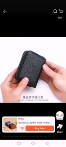 Sinnsekai  Credit Card Holder Leather Credit Card Wallet Zipper Wallet Card Slots