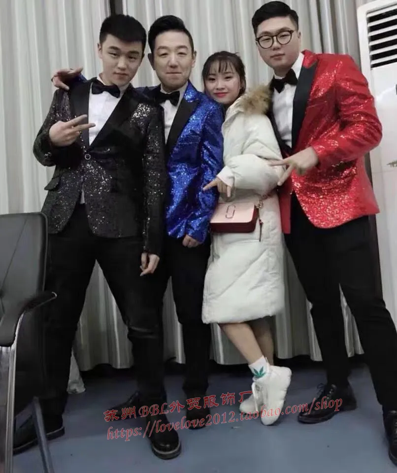 G-Dragon Same Coat Silver Glitter Suit Costume Korean Slim Top