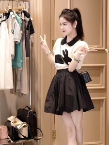 Zhang Yuan Yi Womens French Style College Fashion Sweater Thin Rabbit Knitted Top Summer Season Korean Version Polo Collar Pullover