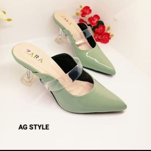 Sandal Heels Hak Kaca Kerucut 7 cm Selop Bapau Jelly Sandal wanita/Sandal heels /Heels cantik/Wedges /High heels /Elegant/Heels kekinian/Model terbaru/Terlaris/ Sepatu wanita/Wisuda/Party/Kondangan /Heels mewah