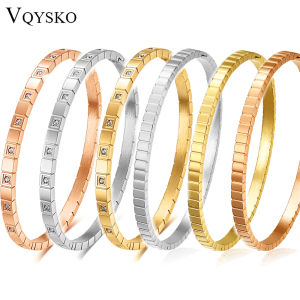 Vqysko zircon สร้อยข้อมือเรขาคณิตเครื่องประดับผู้หญิงสร้อยข้อมือไทเทเนียมอเนกประสงค์เรียบง่าย