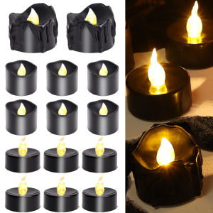 LED Black Creative Tears Electronic Candle Light Flameless Outdoor Waterproof Solar Candles Light for Garden Wedding Birthday Party Decoration