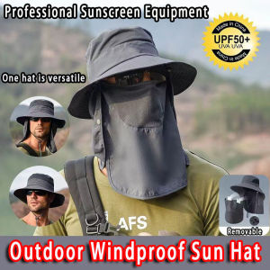 Outdoor Windproof Sun Hat Fishing Hat For Mens Womens Outdoor Fisherman Hats Outdoor Hiking Hat Anti-UV Flap Hats Full Face Cover Protection Waterproof Cap Topi Memancing 渔夫帽 遮阳帽
