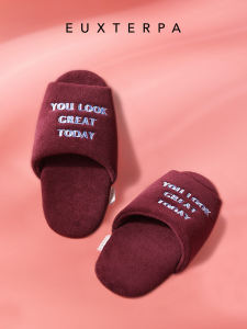 EUXTERPA Wedding Couple Cotton Slippers Indoor Home Anti-slip Silent Red Pair Home Cotton Slippers Fashionable Couple Shoes