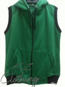 Jaket Zipper Hoodie Rompi Polos Hodi Jumper Pria/Wanita Model Casual Pakaian Ukuran Besar dan Kecil Tersedia juga Big Size/Jumbo Tanpa Lengan Bahan Kain Flecee Warna Hijau Fuji Kombinasi Hitam Size S/M/L/XL/XXL/XXXL Pemesanan Bisa COD/ Bayar Ditempat